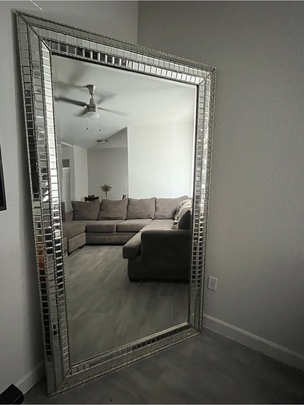 Contemporary Silver Framed Wall Mirror - Elegant Accent for Living Spaces